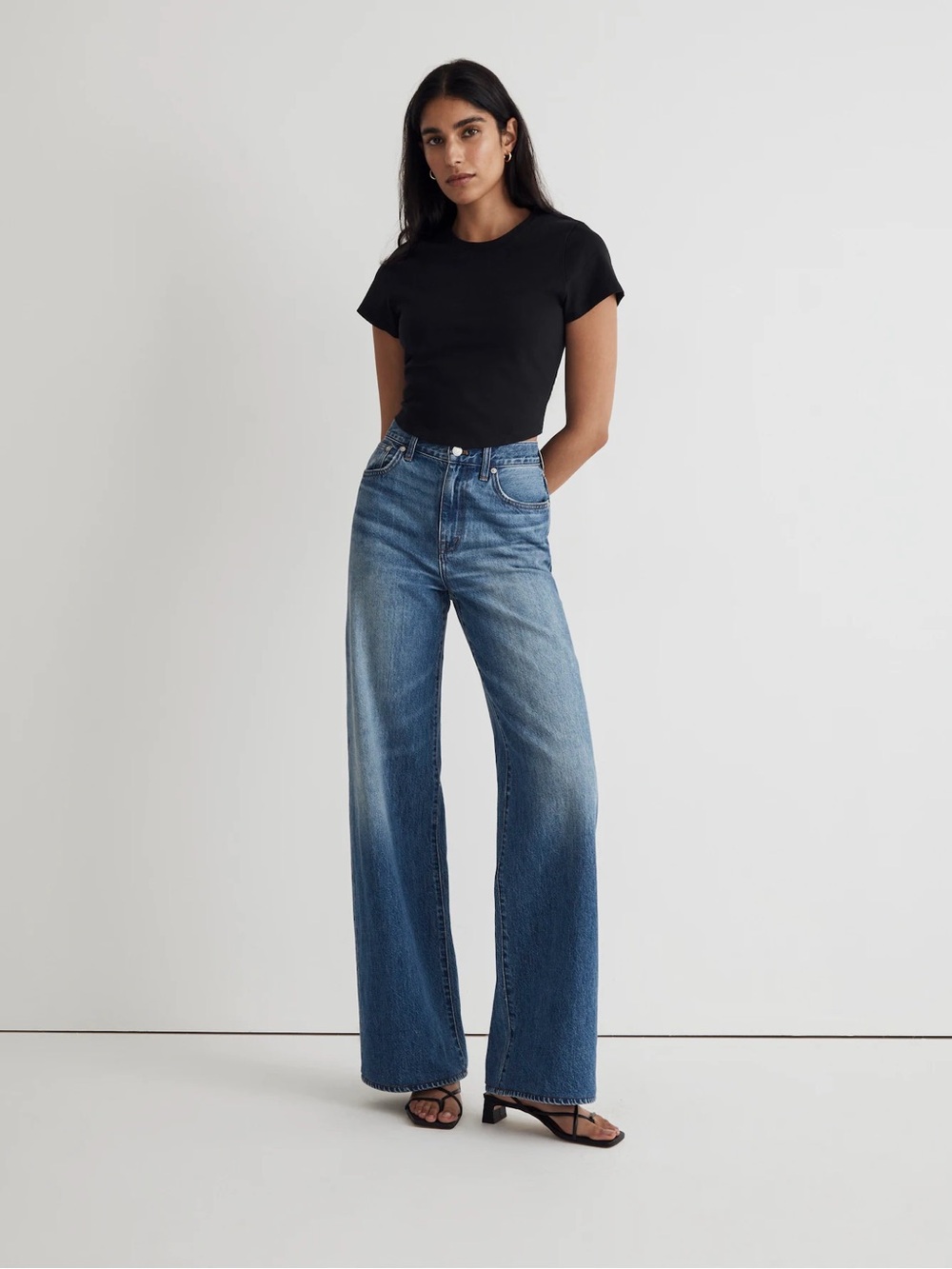 Madewell Superwide Leg Jeans High Rise Blue Denim Size 28